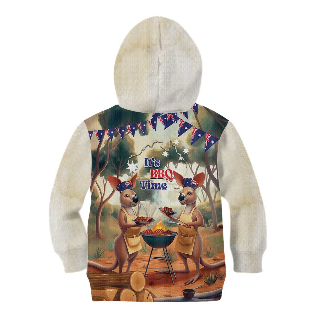 Kangaroos Australia Day Kid Hoodie It's Barbecue Time - Vibe Hoodie Shop