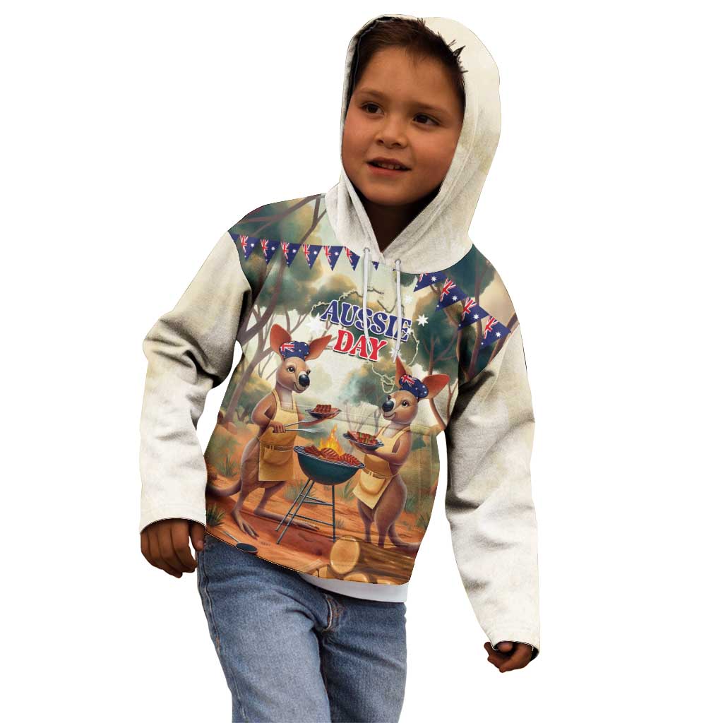 Kangaroos Australia Day Kid Hoodie It's Barbecue Time - Vibe Hoodie Shop