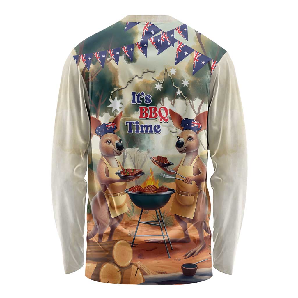 Kangaroos Australia Day Long Sleeve Shirt It's Barbecue Time - Vibe Hoodie Shop