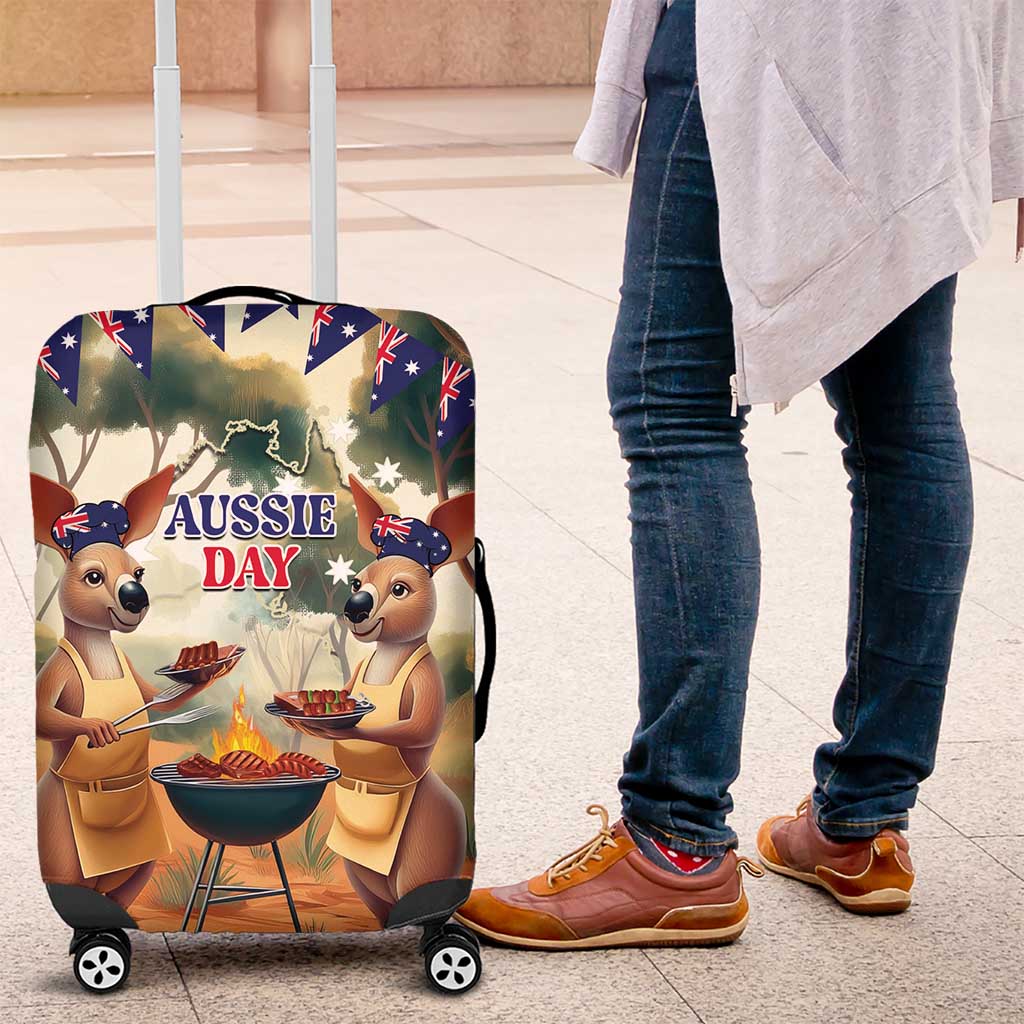 Kangaroos Australia Day Luggage Cover It's Barbecue Time - Vibe Hoodie Shop