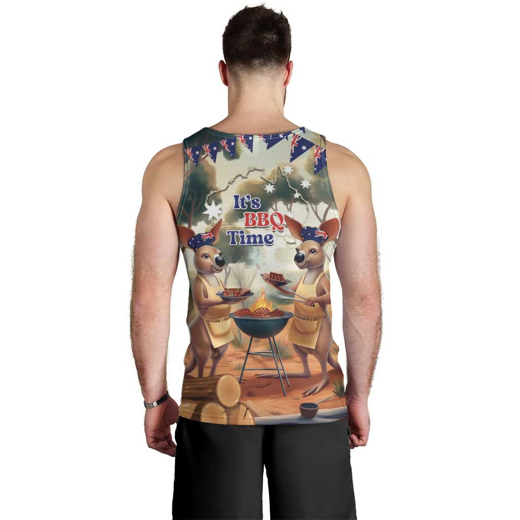 Kangaroos Australia Day Men Tank Top It's Barbecue Time - Vibe Hoodie Shop