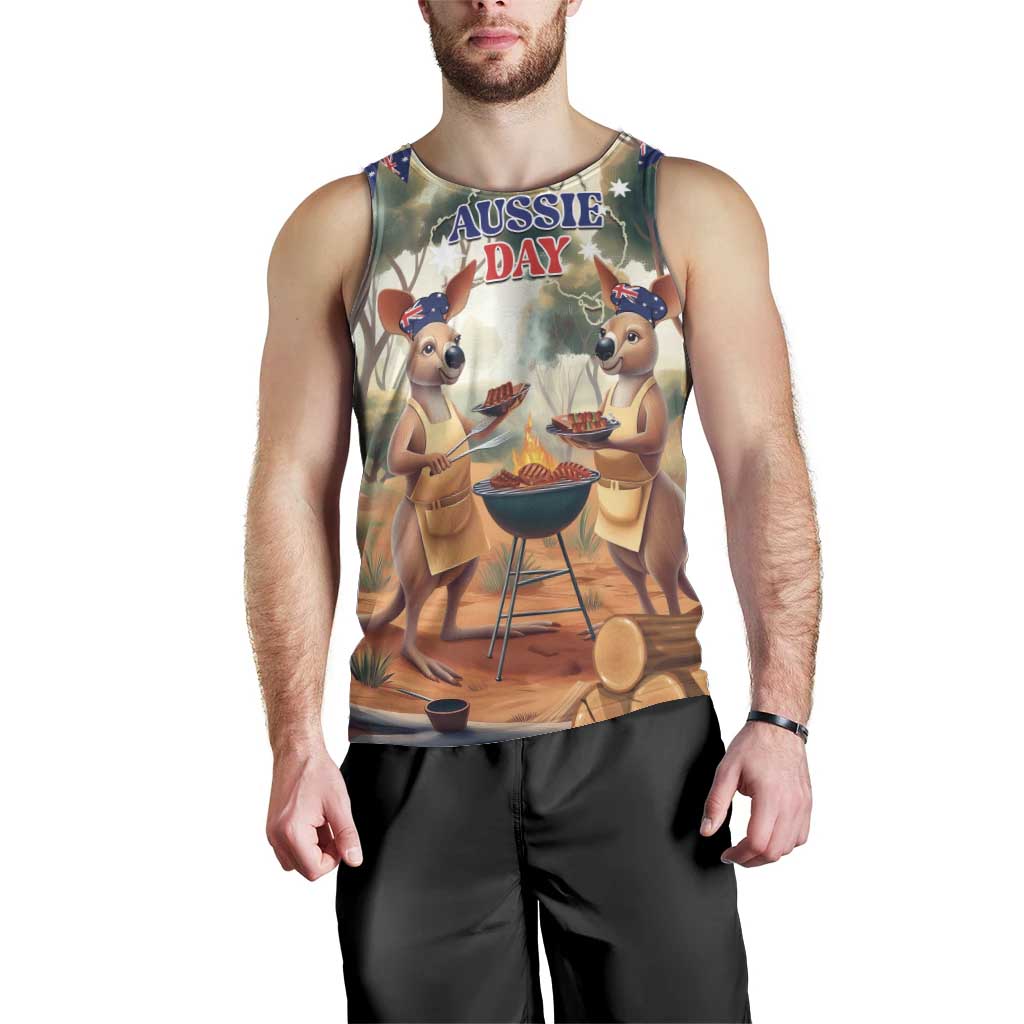 Kangaroos Australia Day Men Tank Top It's Barbecue Time - Vibe Hoodie Shop