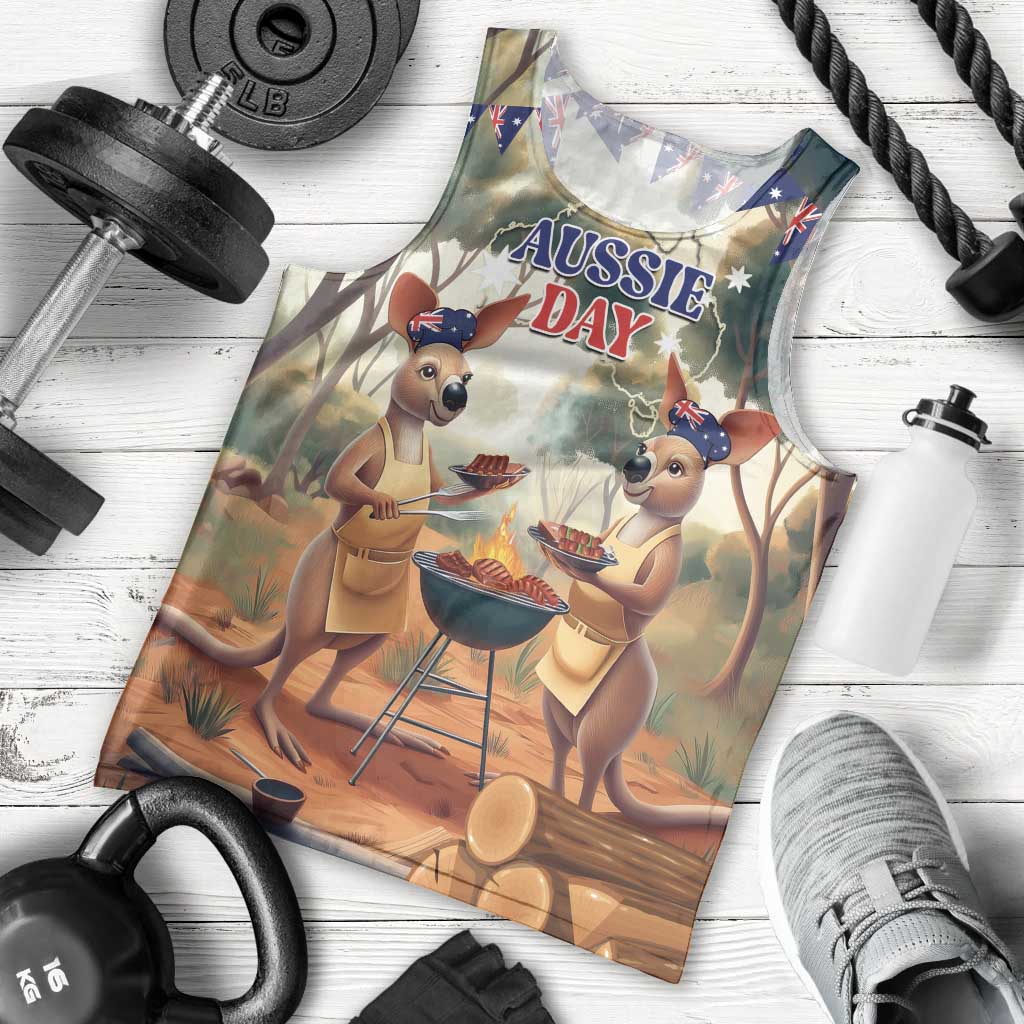 Kangaroos Australia Day Men Tank Top It's Barbecue Time - Vibe Hoodie Shop