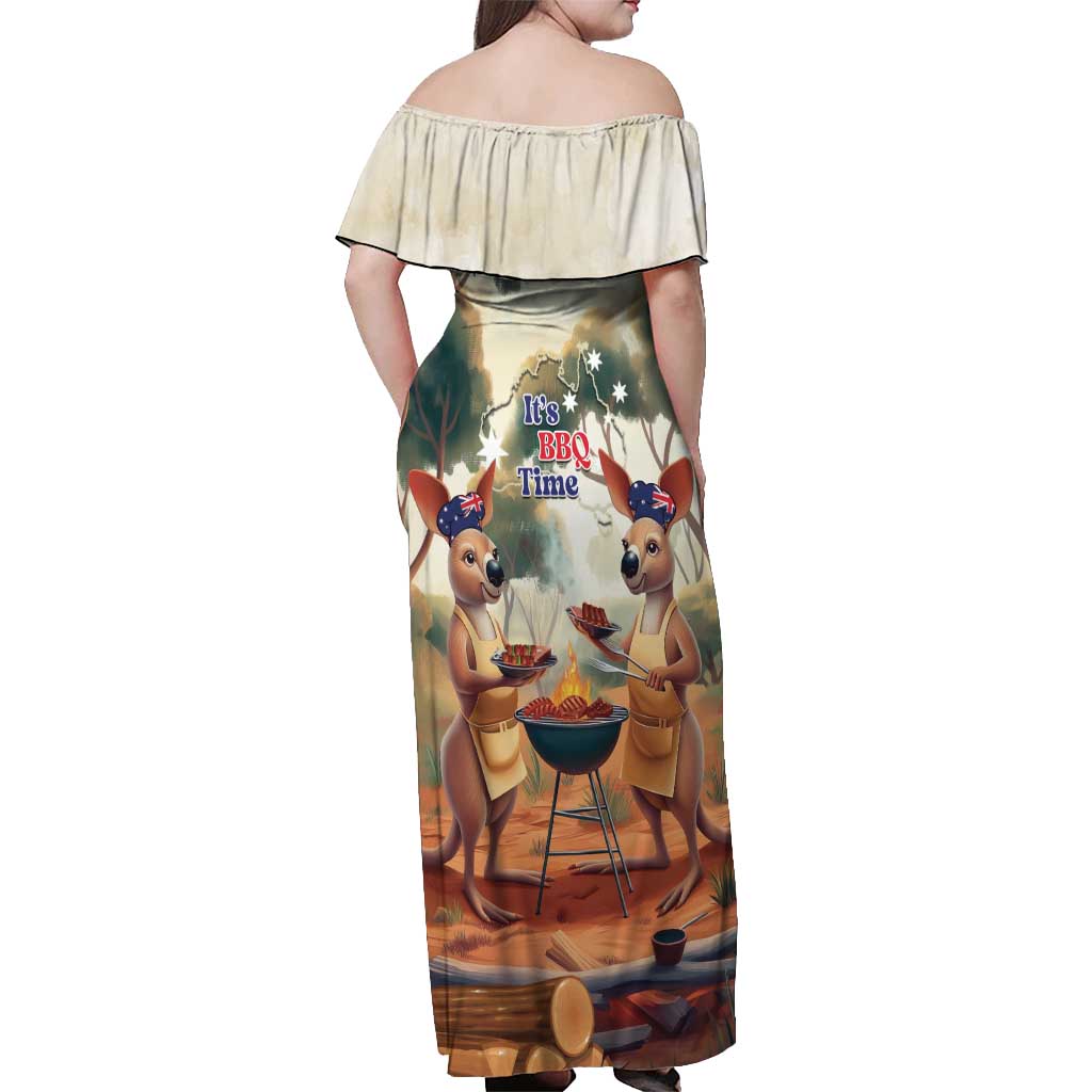 Kangaroos Australia Day Off Shoulder Maxi Dress It's Barbecue Time