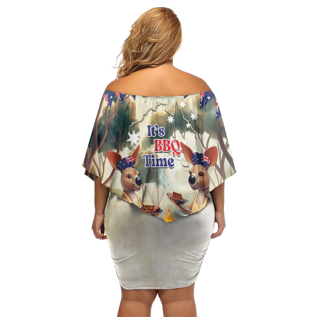 Kangaroos Australia Day Off Shoulder Short Dress It's Barbecue Time