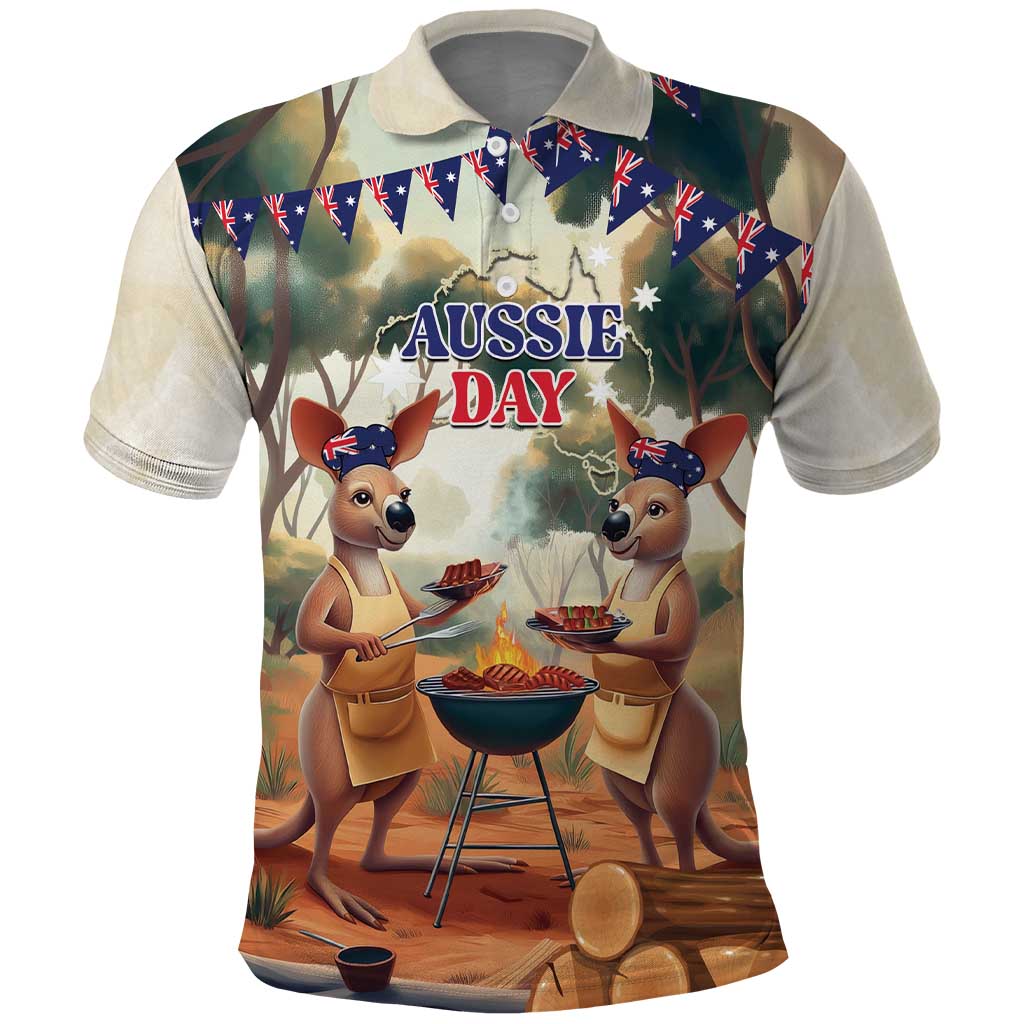 Kangaroos Australia Day Polo Shirt It's Barbecue Time - Vibe Hoodie Shop