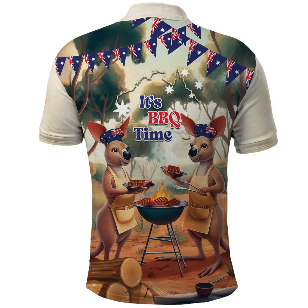 Kangaroos Australia Day Polo Shirt It's Barbecue Time - Vibe Hoodie Shop