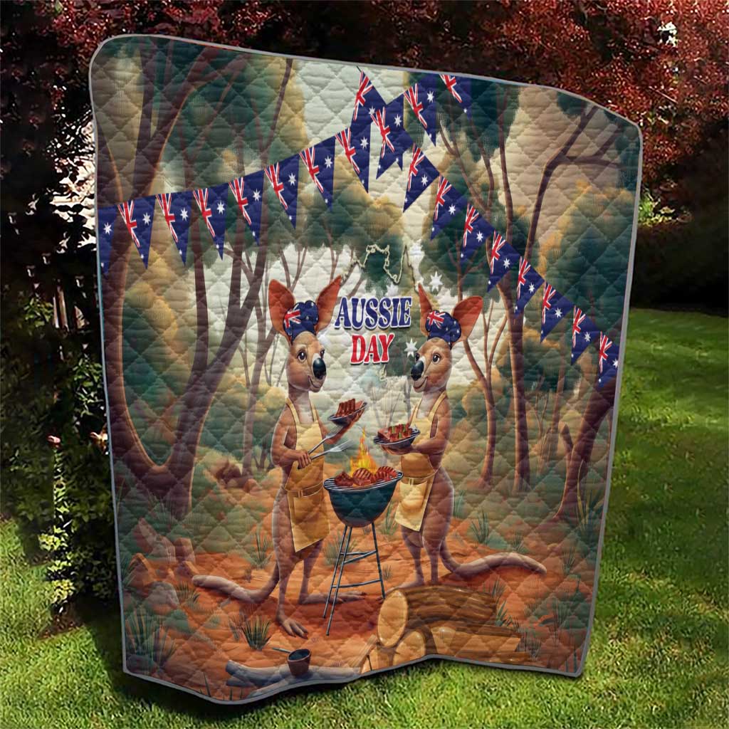 Kangaroos Australia Day Quilt It's Barbecue Time - Vibe Hoodie Shop