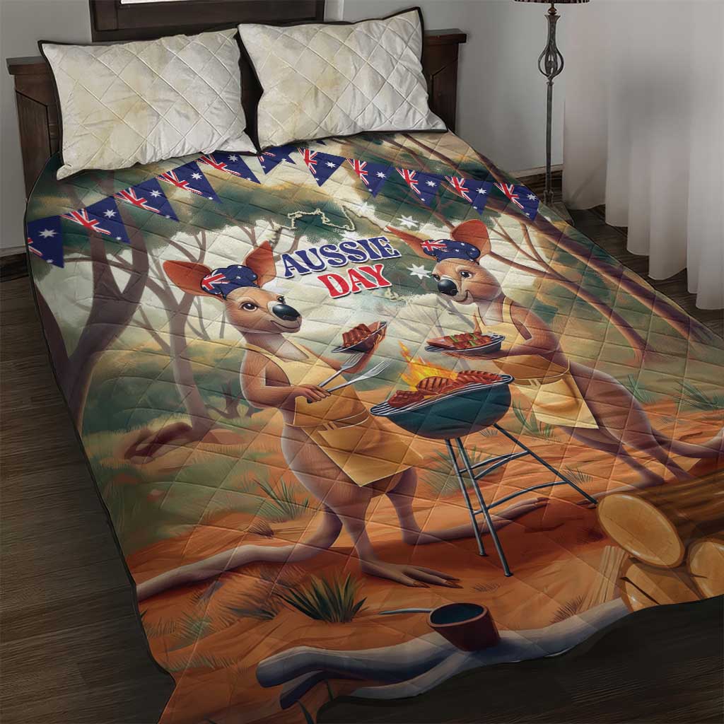 Kangaroos Australia Day Quilt Bed Set It's Barbecue Time - Vibe Hoodie Shop