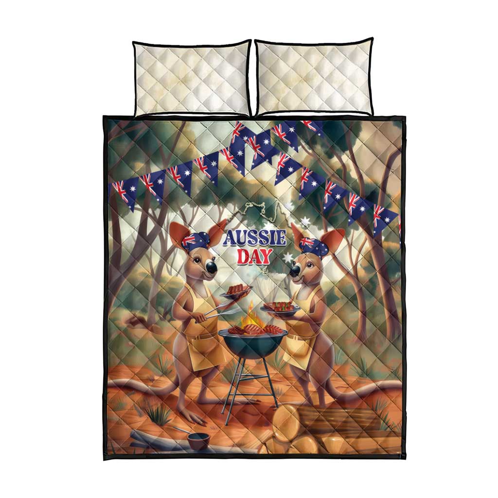 Kangaroos Australia Day Quilt Bed Set It's Barbecue Time - Vibe Hoodie Shop