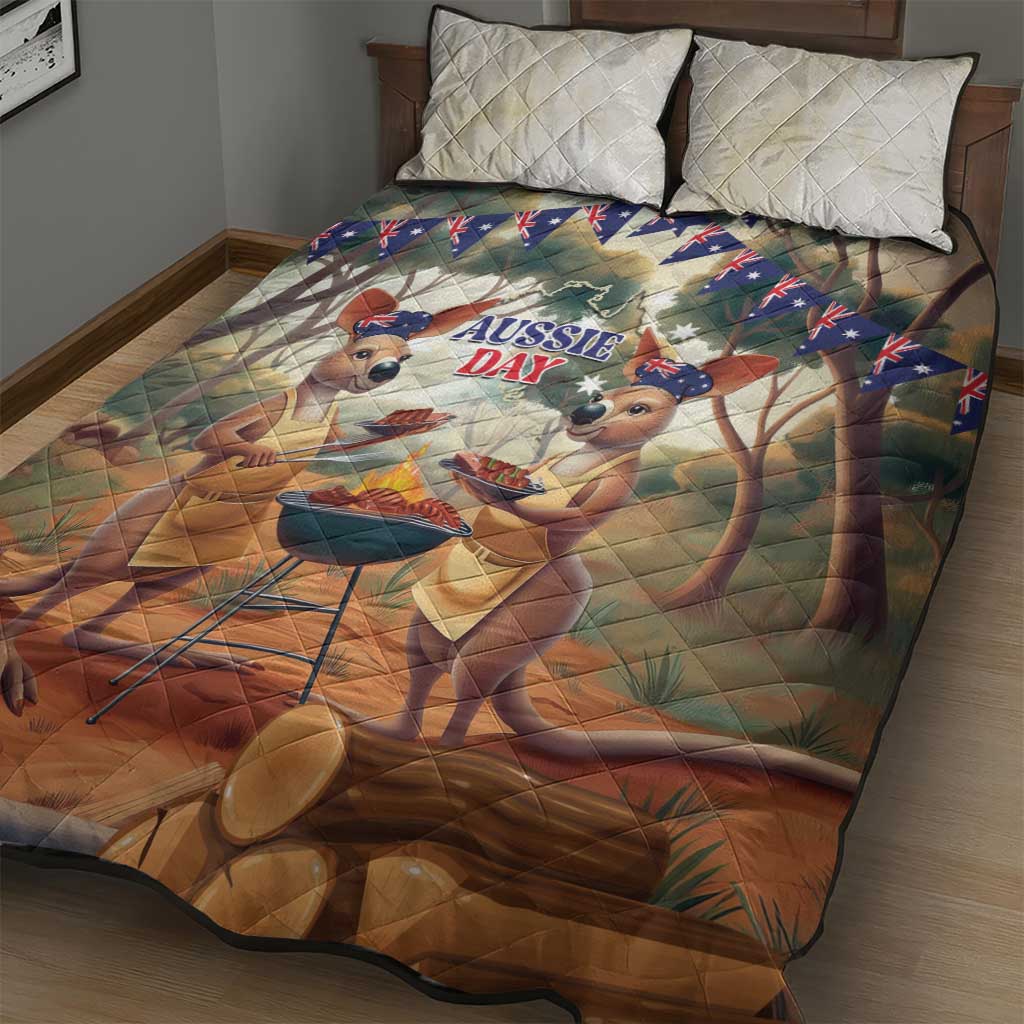 Kangaroos Australia Day Quilt Bed Set It's Barbecue Time - Vibe Hoodie Shop