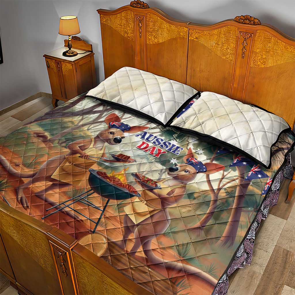 Kangaroos Australia Day Quilt Bed Set It's Barbecue Time - Vibe Hoodie Shop