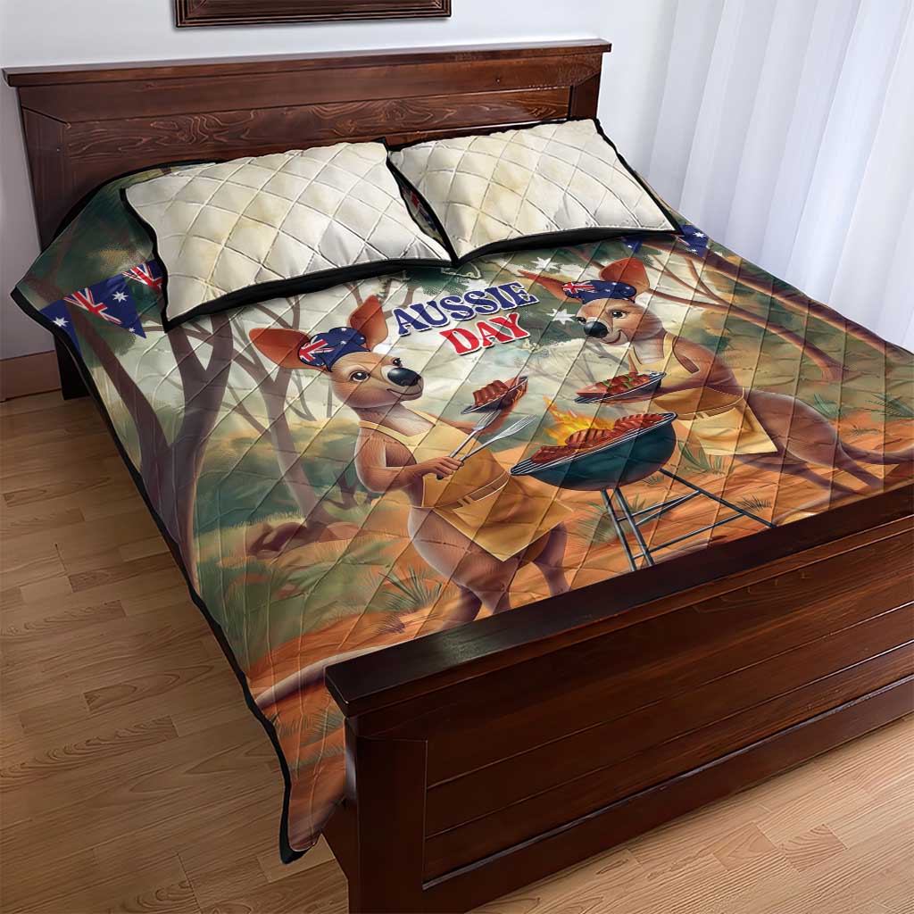 Kangaroos Australia Day Quilt Bed Set It's Barbecue Time - Vibe Hoodie Shop