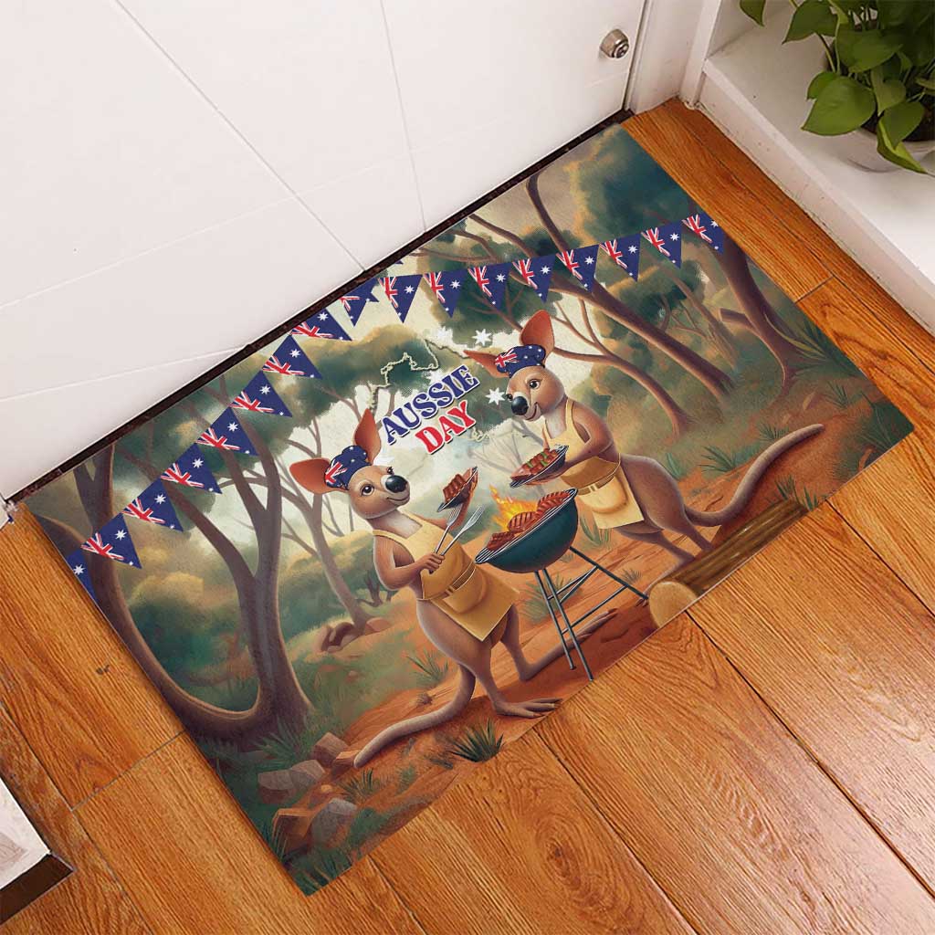 Kangaroos Australia Day Rubber Doormat It's Barbecue Time