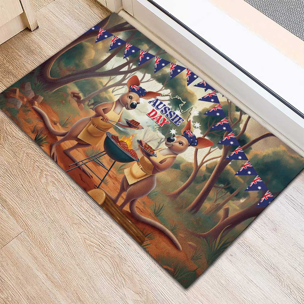 Kangaroos Australia Day Rubber Doormat It's Barbecue Time