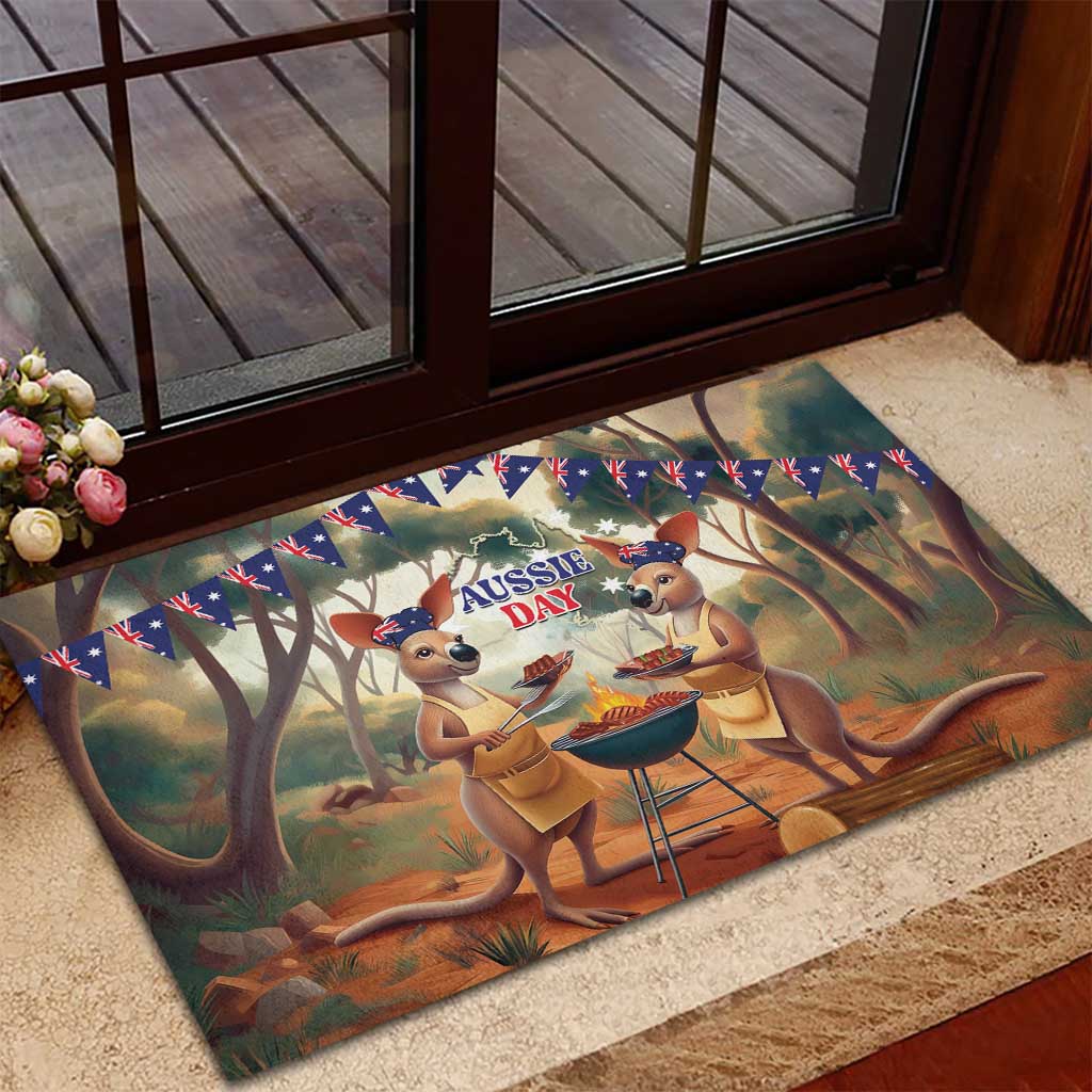 Kangaroos Australia Day Rubber Doormat It's Barbecue Time