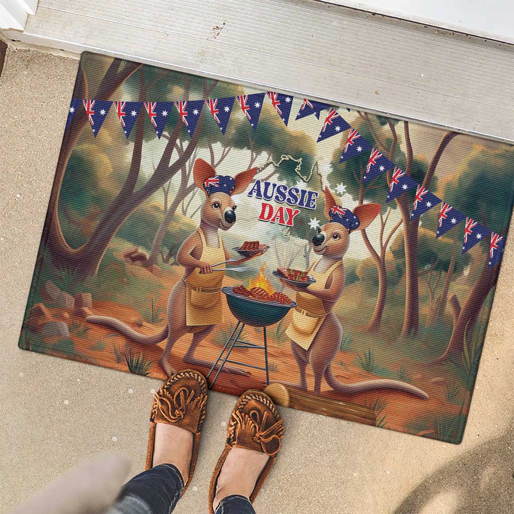 Kangaroos Australia Day Rubber Doormat It's Barbecue Time