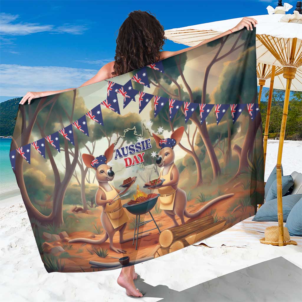 Kangaroos Australia Day Sarong It's Barbecue Time - Vibe Hoodie Shop