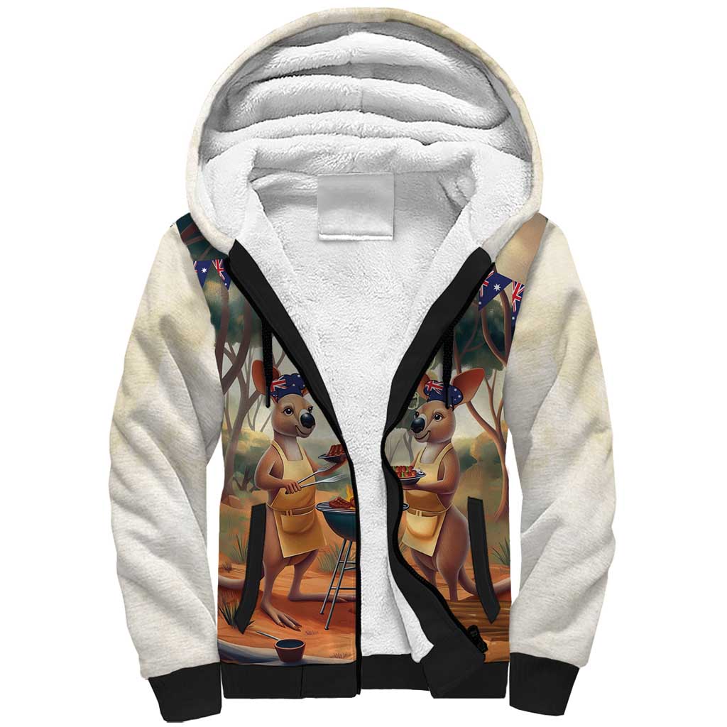 Kangaroos Australia Day Sherpa Hoodie It's Barbecue Time - Vibe Hoodie Shop