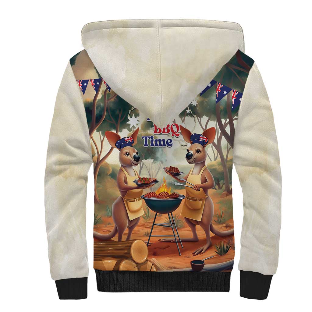 Kangaroos Australia Day Sherpa Hoodie It's Barbecue Time - Vibe Hoodie Shop