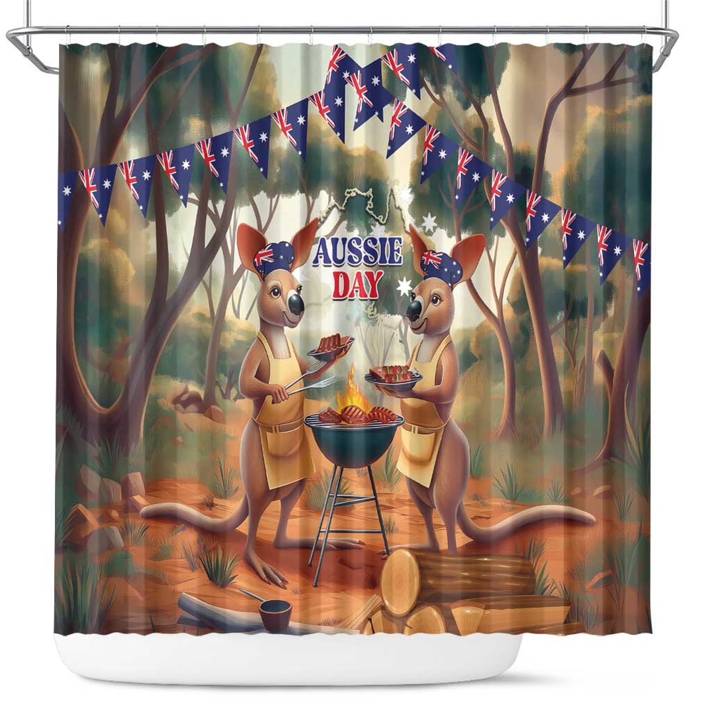 Kangaroos Australia Day Shower Curtain It's Barbecue Time