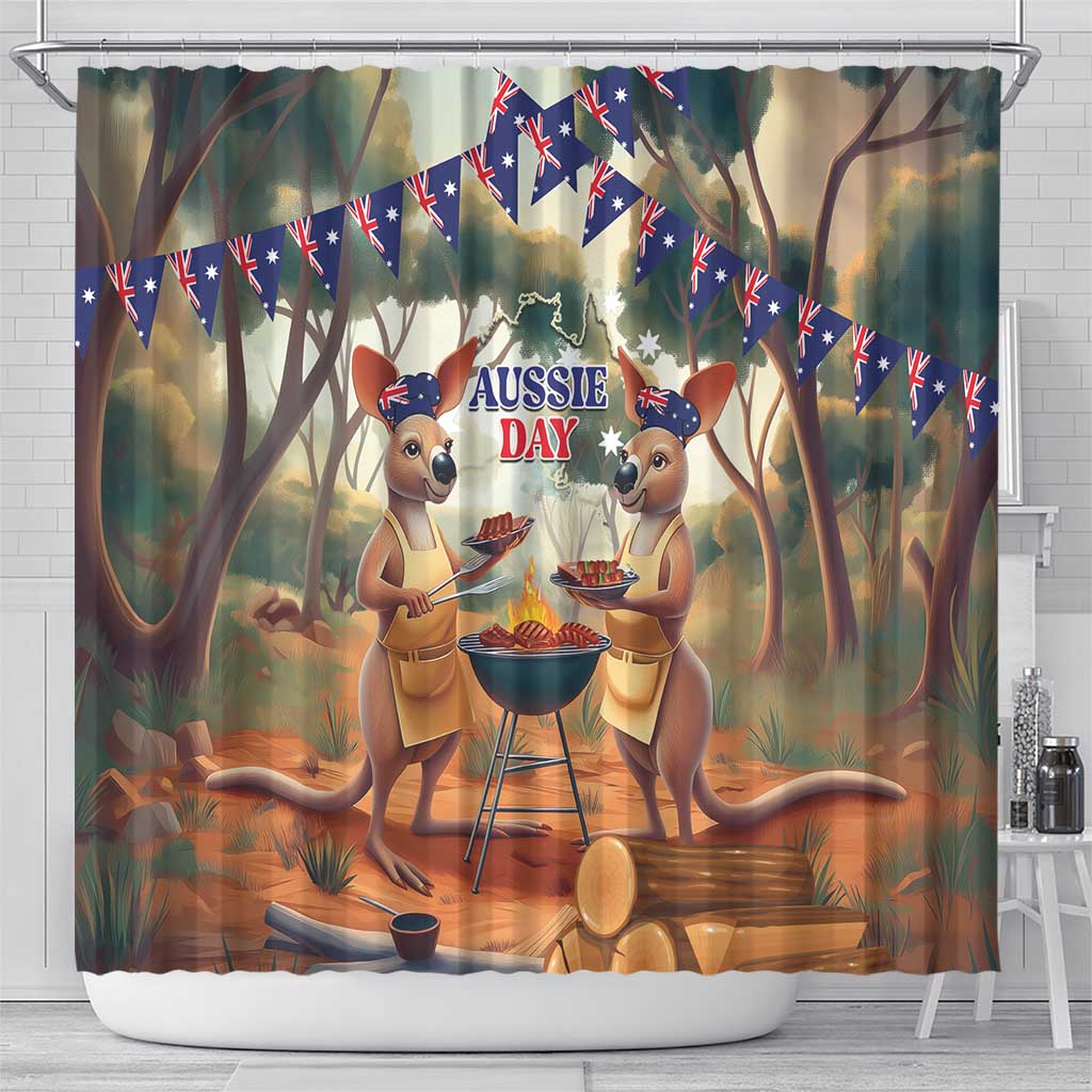 Kangaroos Australia Day Shower Curtain It's Barbecue Time