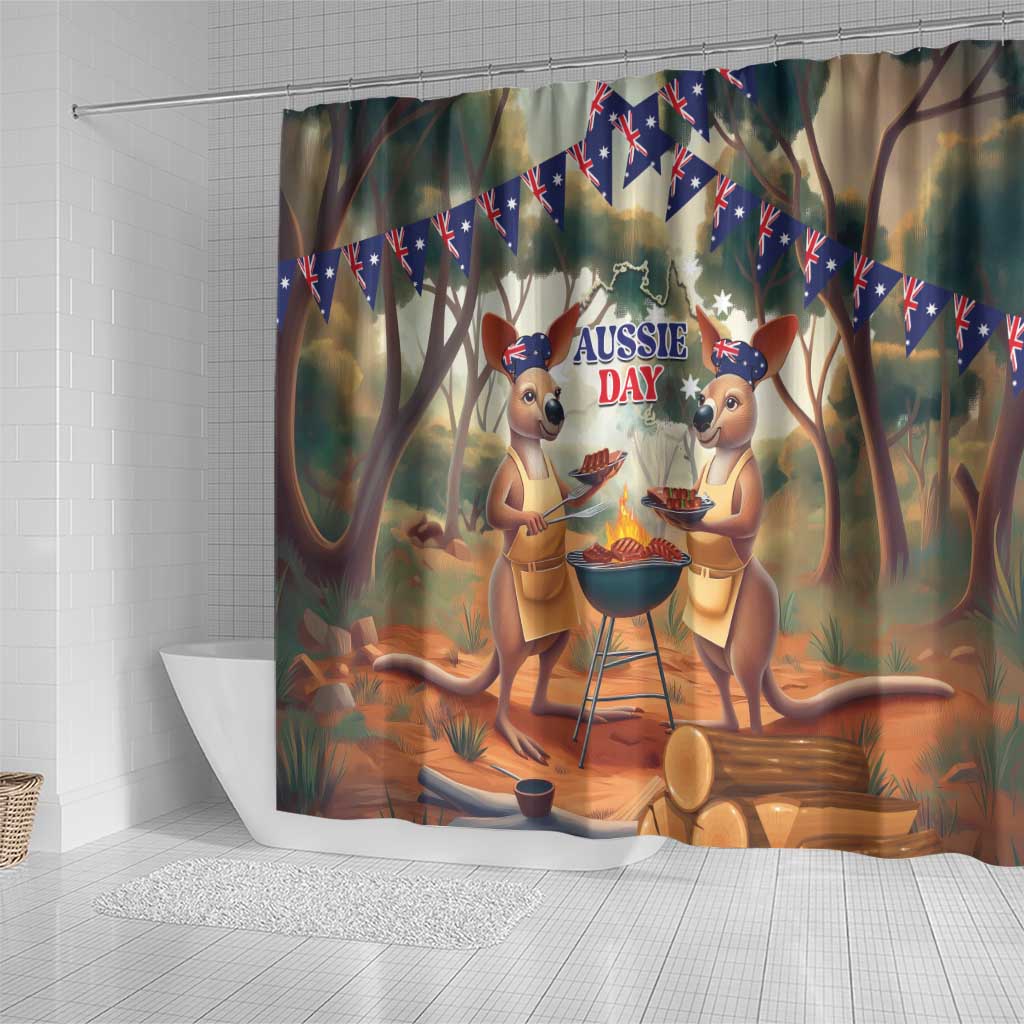 Kangaroos Australia Day Shower Curtain It's Barbecue Time