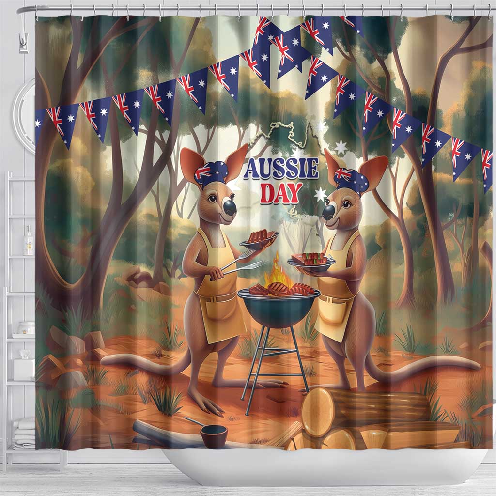 Kangaroos Australia Day Shower Curtain It's Barbecue Time