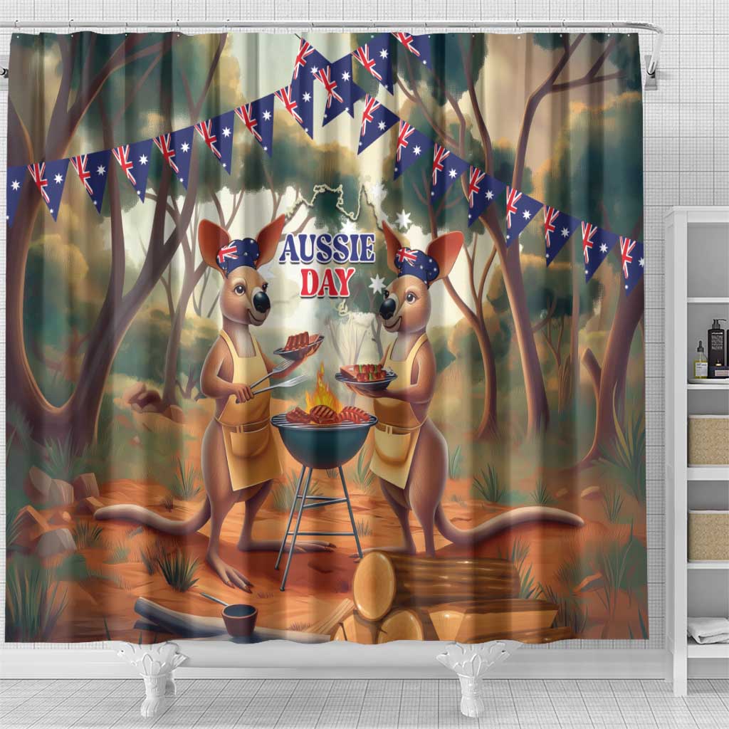 Kangaroos Australia Day Shower Curtain It's Barbecue Time