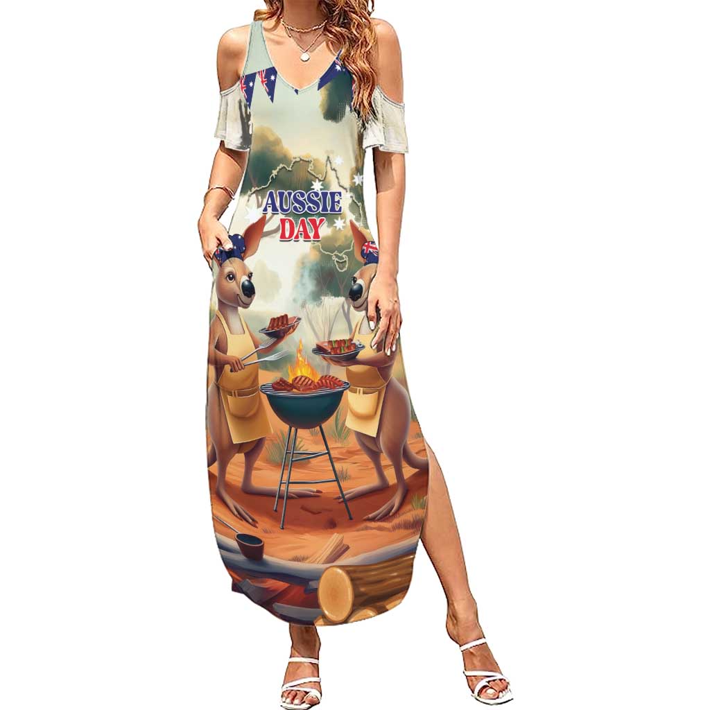 Kangaroos Australia Day Summer Maxi Dress It's Barbecue Time