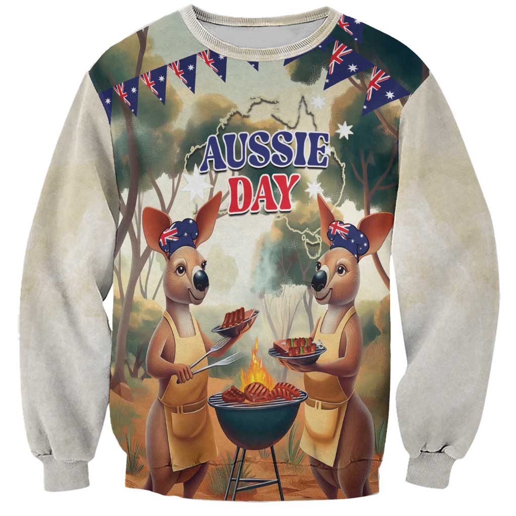 Kangaroos Australia Day Sweatshirt It's Barbecue Time - Vibe Hoodie Shop