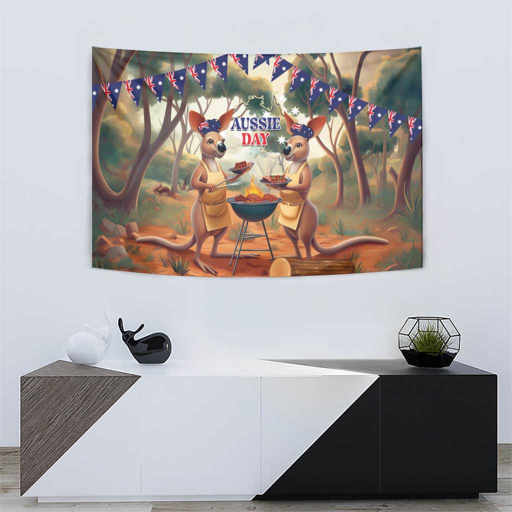 Kangaroos Australia Day Tapestry It's Barbecue Time - Vibe Hoodie Shop