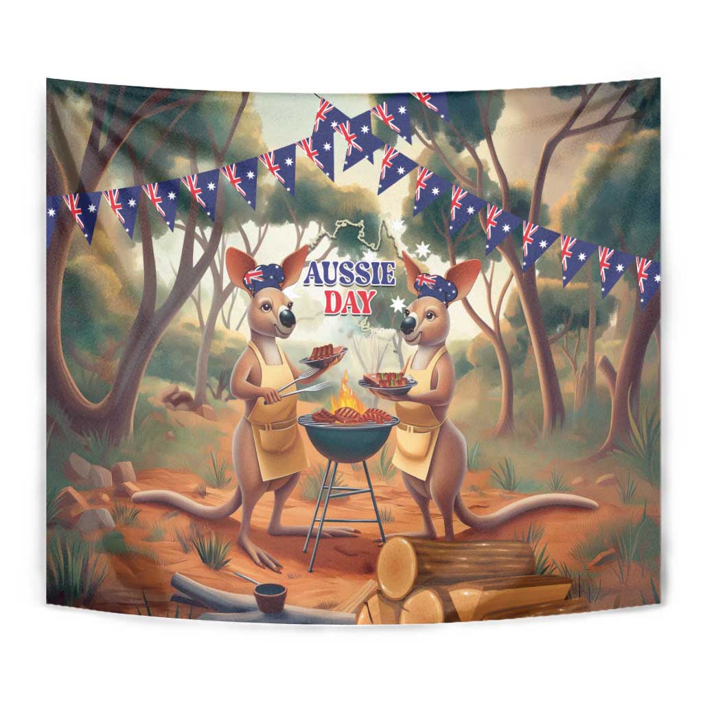 Kangaroos Australia Day Tapestry It's Barbecue Time - Vibe Hoodie Shop