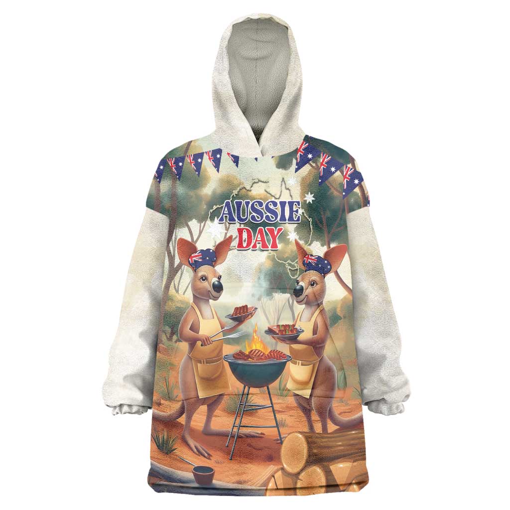 Kangaroos Australia Day Wearable Blanket Hoodie It's Barbecue Time - Vibe Hoodie Shop