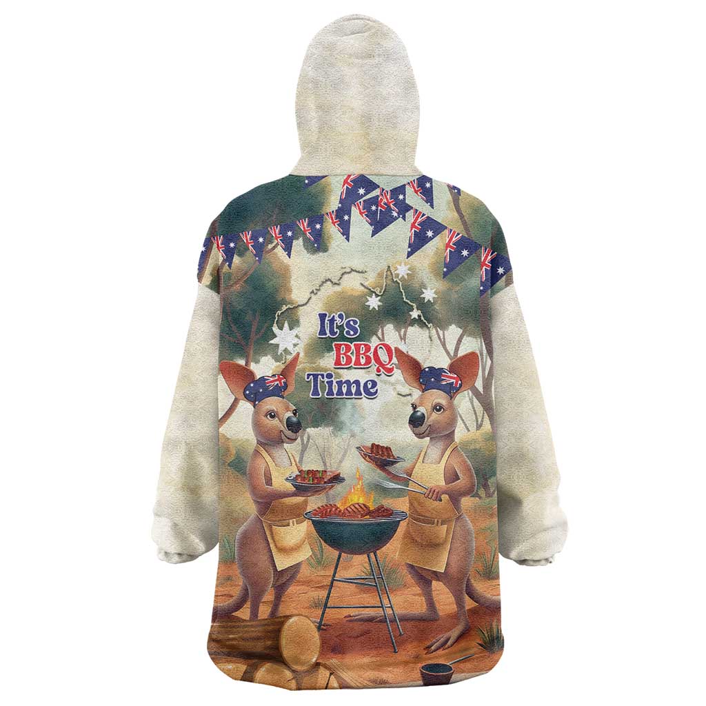 Kangaroos Australia Day Wearable Blanket Hoodie It's Barbecue Time - Vibe Hoodie Shop