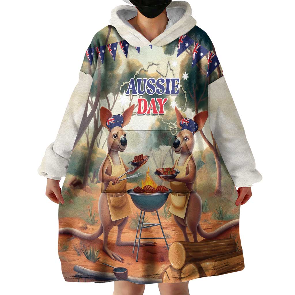 Kangaroos Australia Day Wearable Blanket Hoodie It's Barbecue Time - Vibe Hoodie Shop