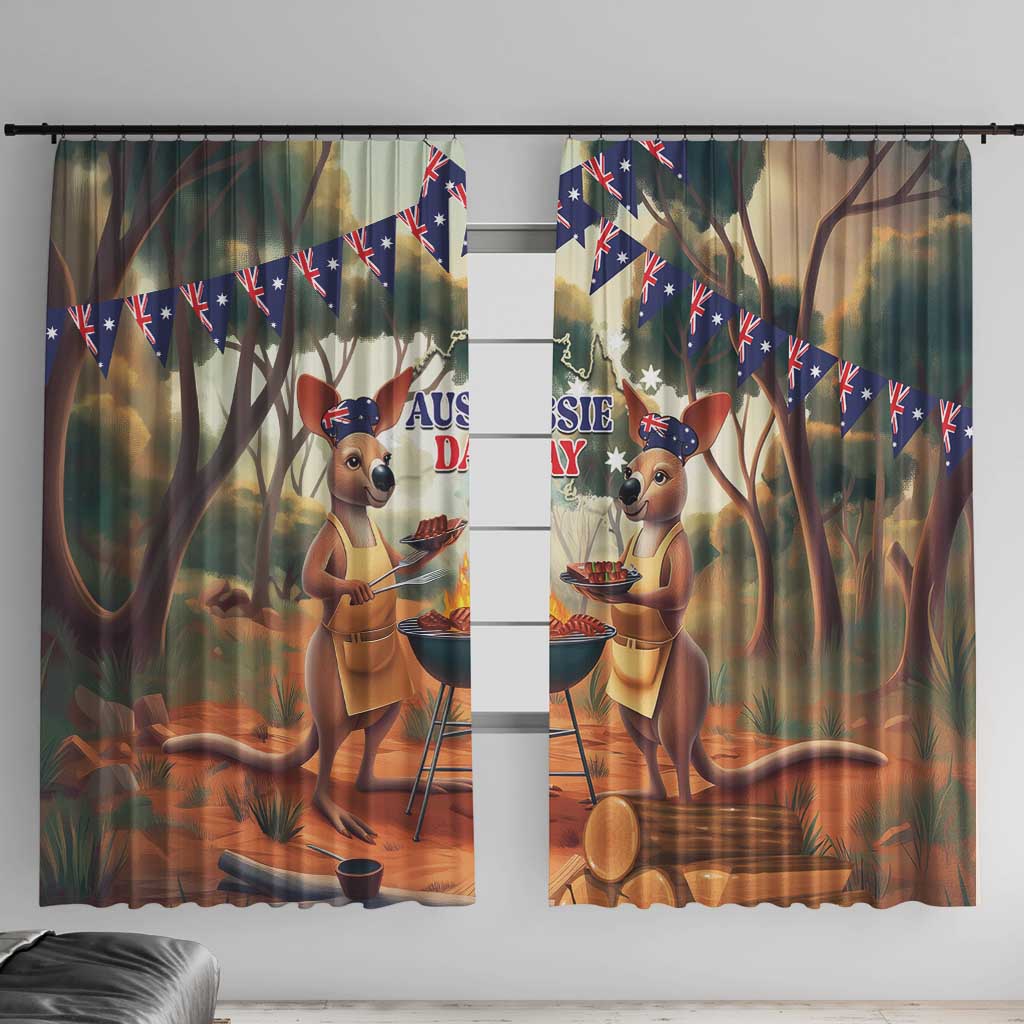 Kangaroos Australia Day Window Curtain It's Barbecue Time