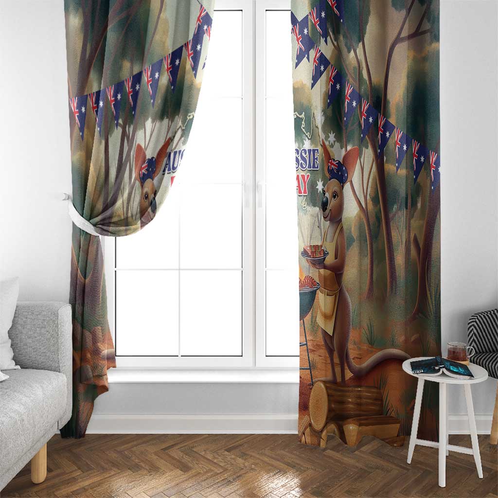 Kangaroos Australia Day Window Curtain It's Barbecue Time