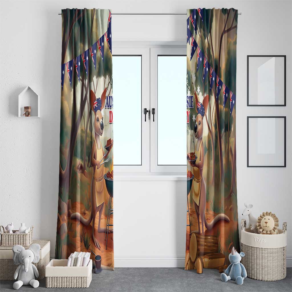 Kangaroos Australia Day Window Curtain It's Barbecue Time