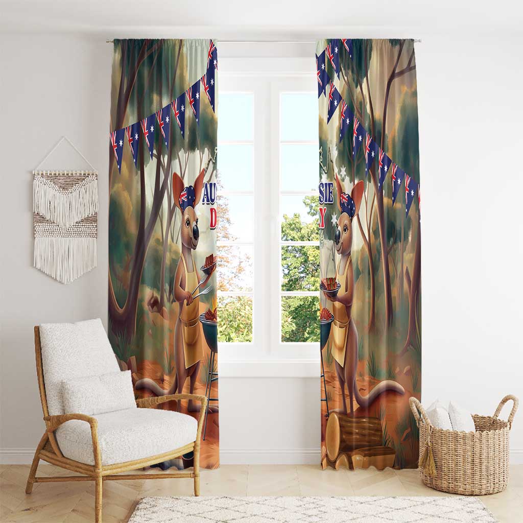 Kangaroos Australia Day Window Curtain It's Barbecue Time