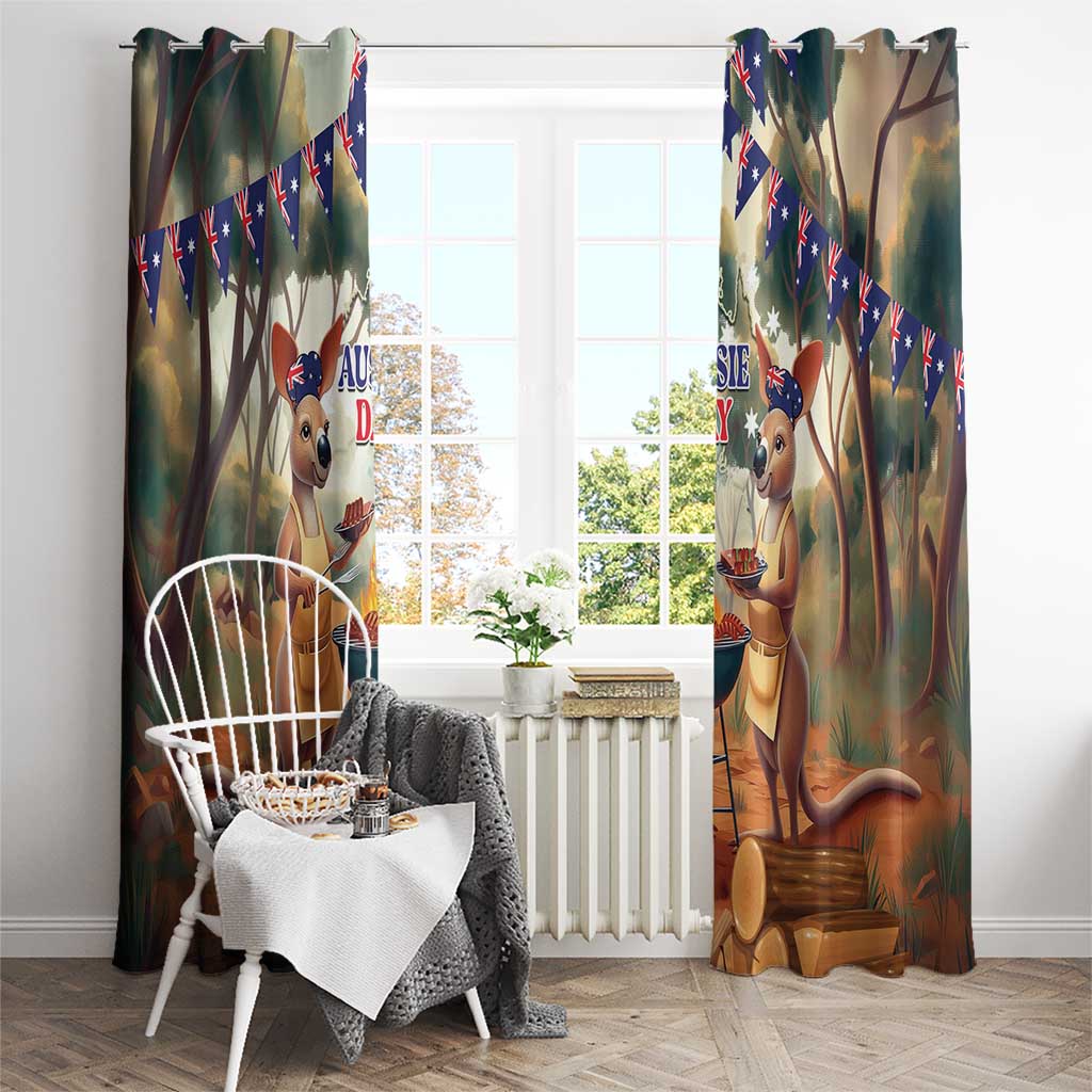 Kangaroos Australia Day Window Curtain It's Barbecue Time