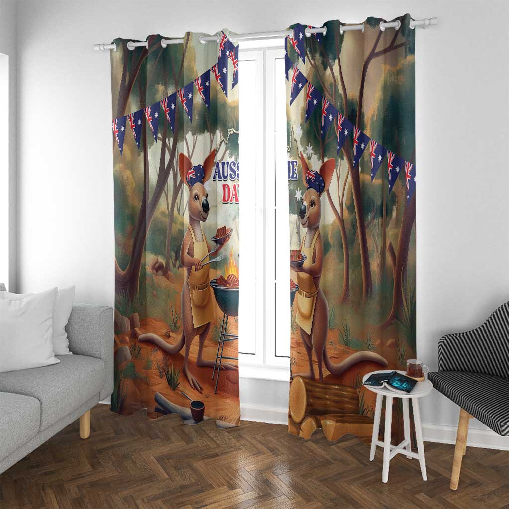 Kangaroos Australia Day Window Curtain It's Barbecue Time