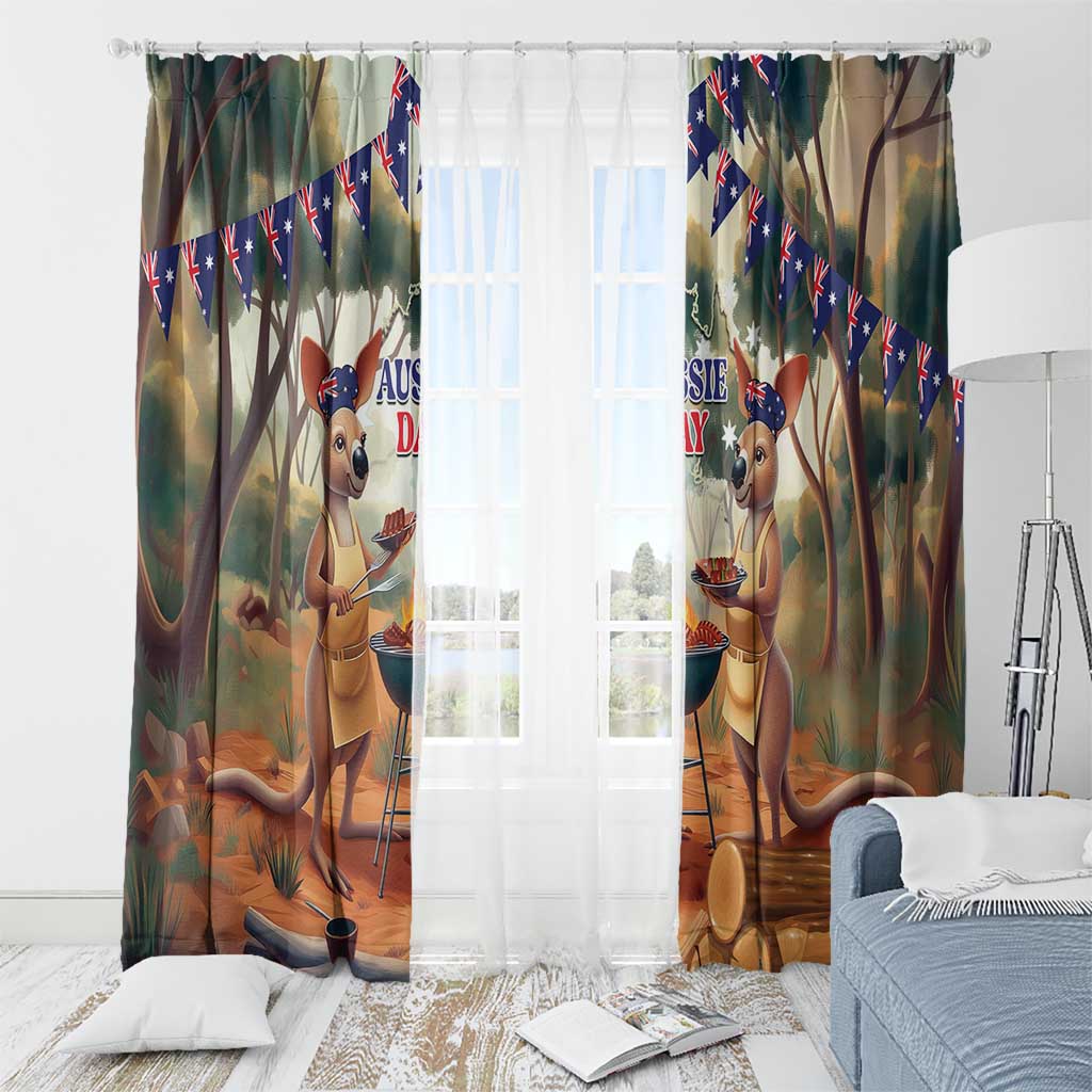 Kangaroos Australia Day Window Curtain It's Barbecue Time