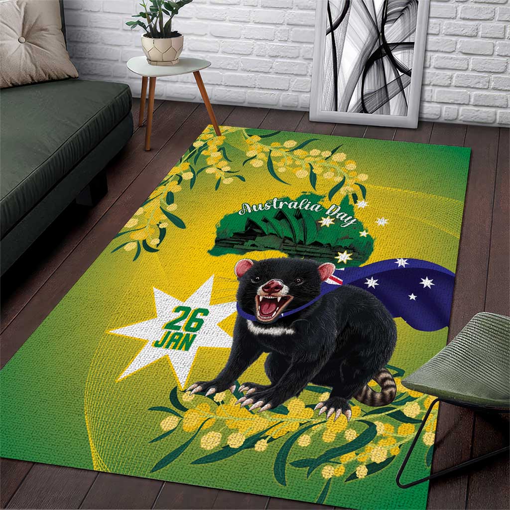 Tasimania Devil Australia Day Area Rug Aussie Aussie Aussie Oi! Oi! Oi! - Green - Vibe Hoodie Shop