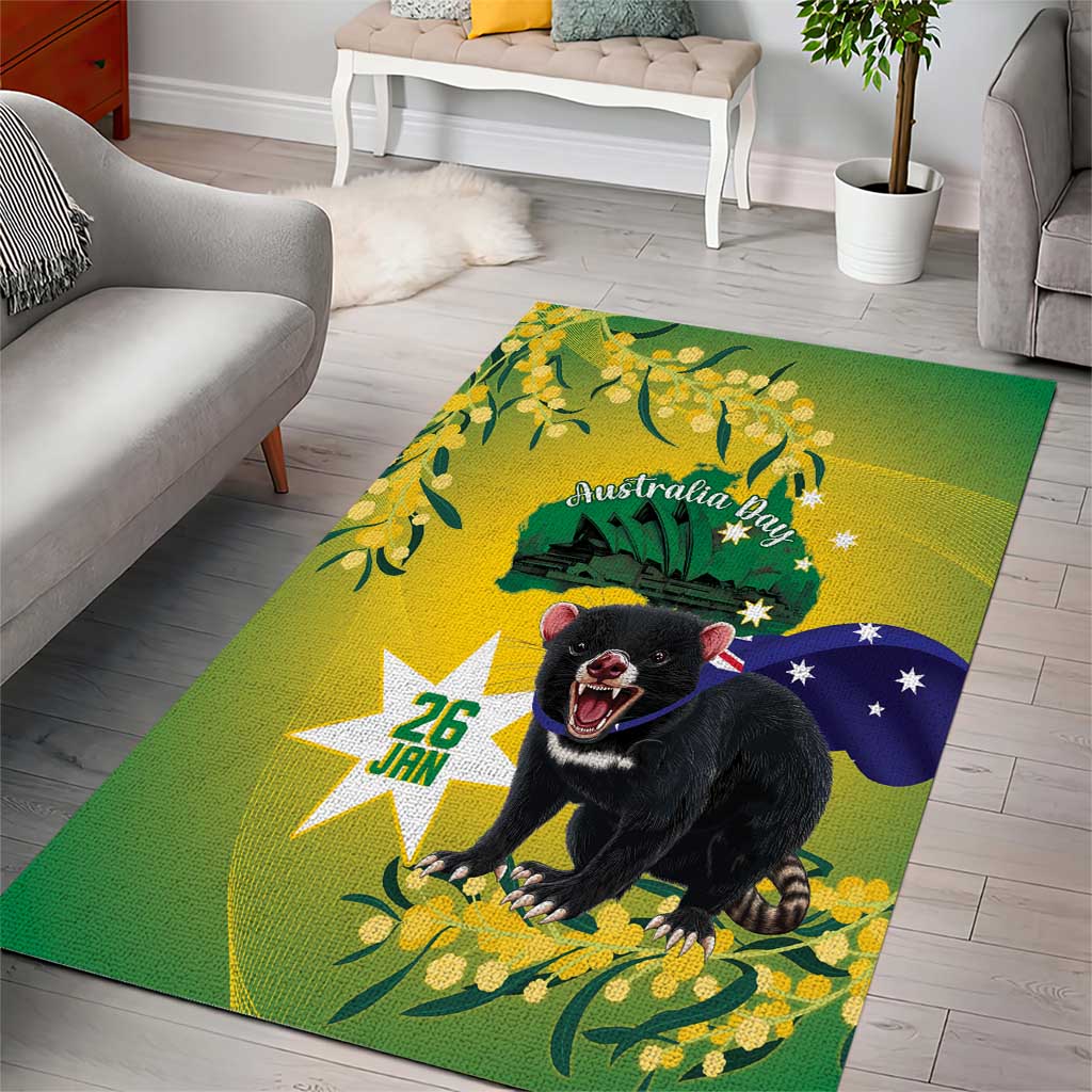 Tasimania Devil Australia Day Area Rug Aussie Aussie Aussie Oi! Oi! Oi! - Green - Vibe Hoodie Shop