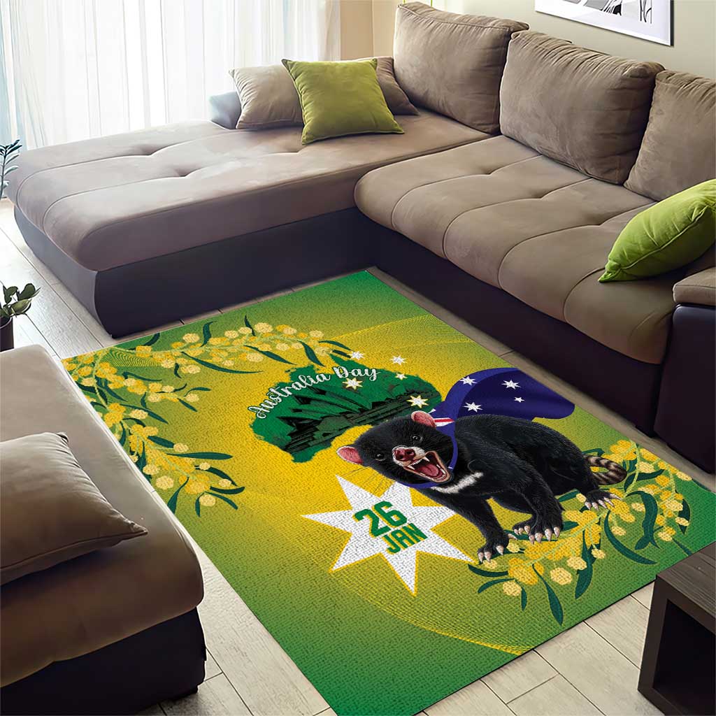 Tasimania Devil Australia Day Area Rug Aussie Aussie Aussie Oi! Oi! Oi! - Green - Vibe Hoodie Shop