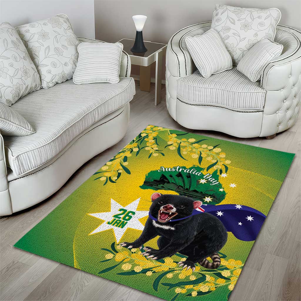 Tasimania Devil Australia Day Area Rug Aussie Aussie Aussie Oi! Oi! Oi! - Green - Vibe Hoodie Shop