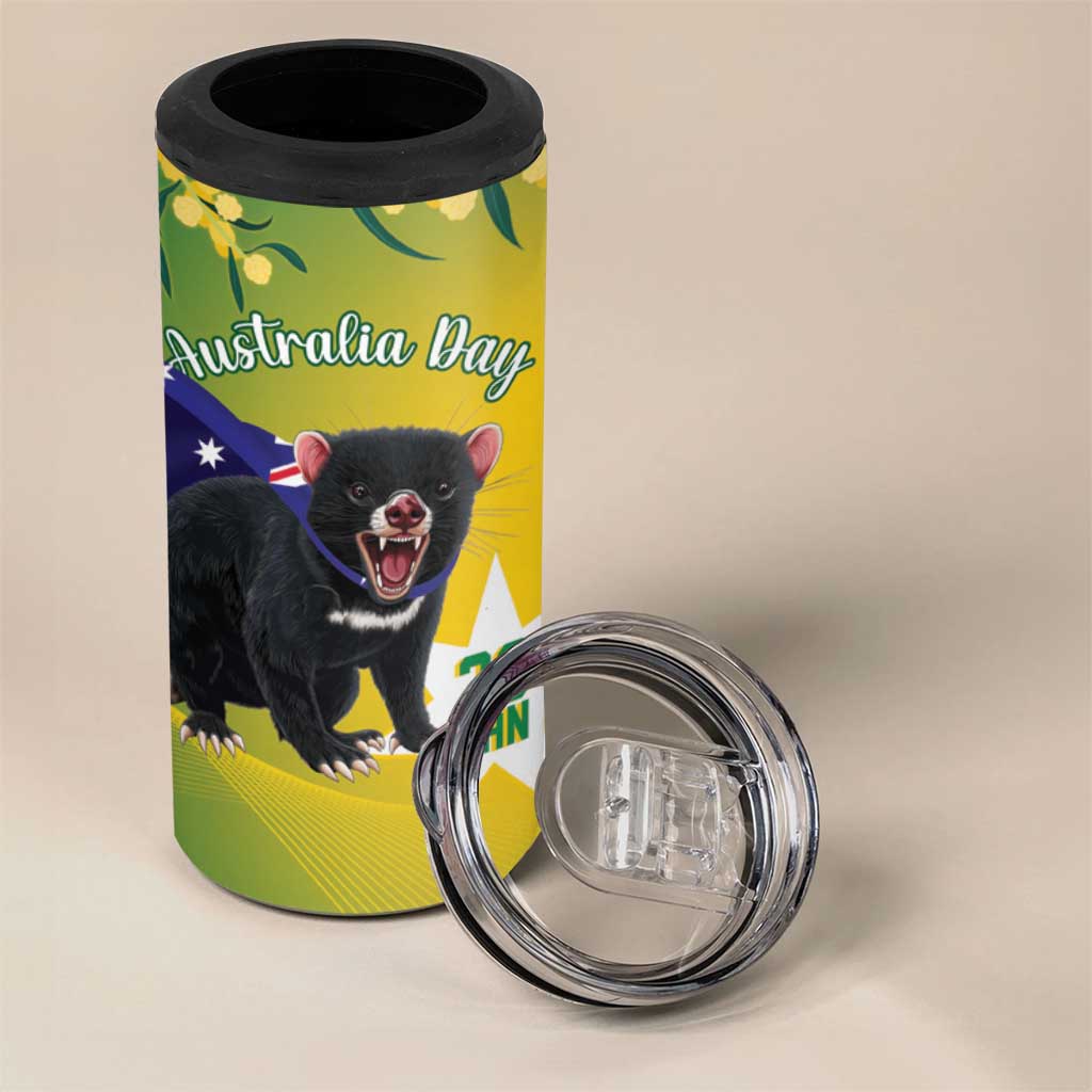 Tasimania Devil Australia Day 4 in 1 Can Cooler Tumbler Aussie Aussie Aussie Oi! Oi! Oi! - Green