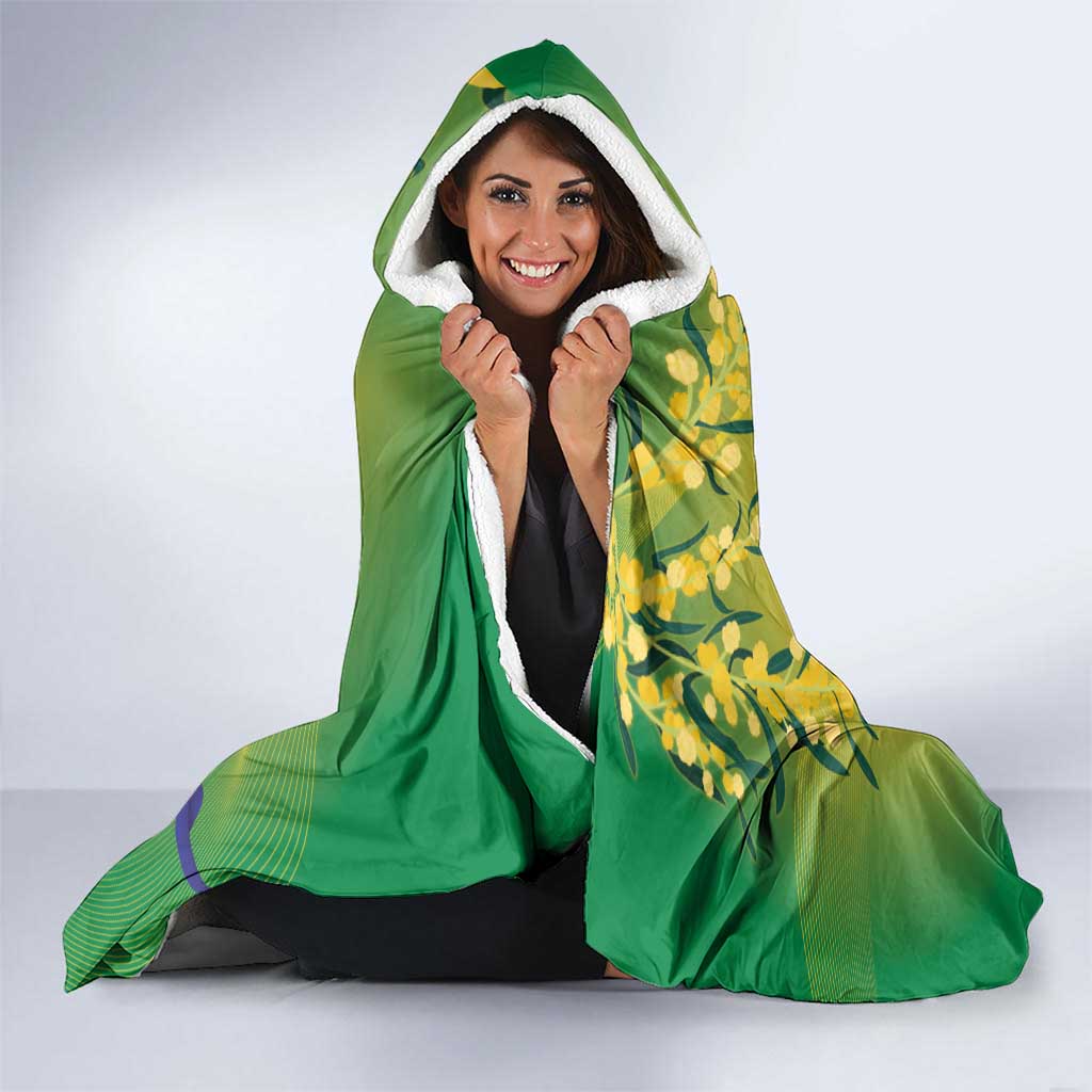 Tasimania Devil Australia Day Hooded Blanket Aussie Aussie Aussie Oi! Oi! Oi! - Green