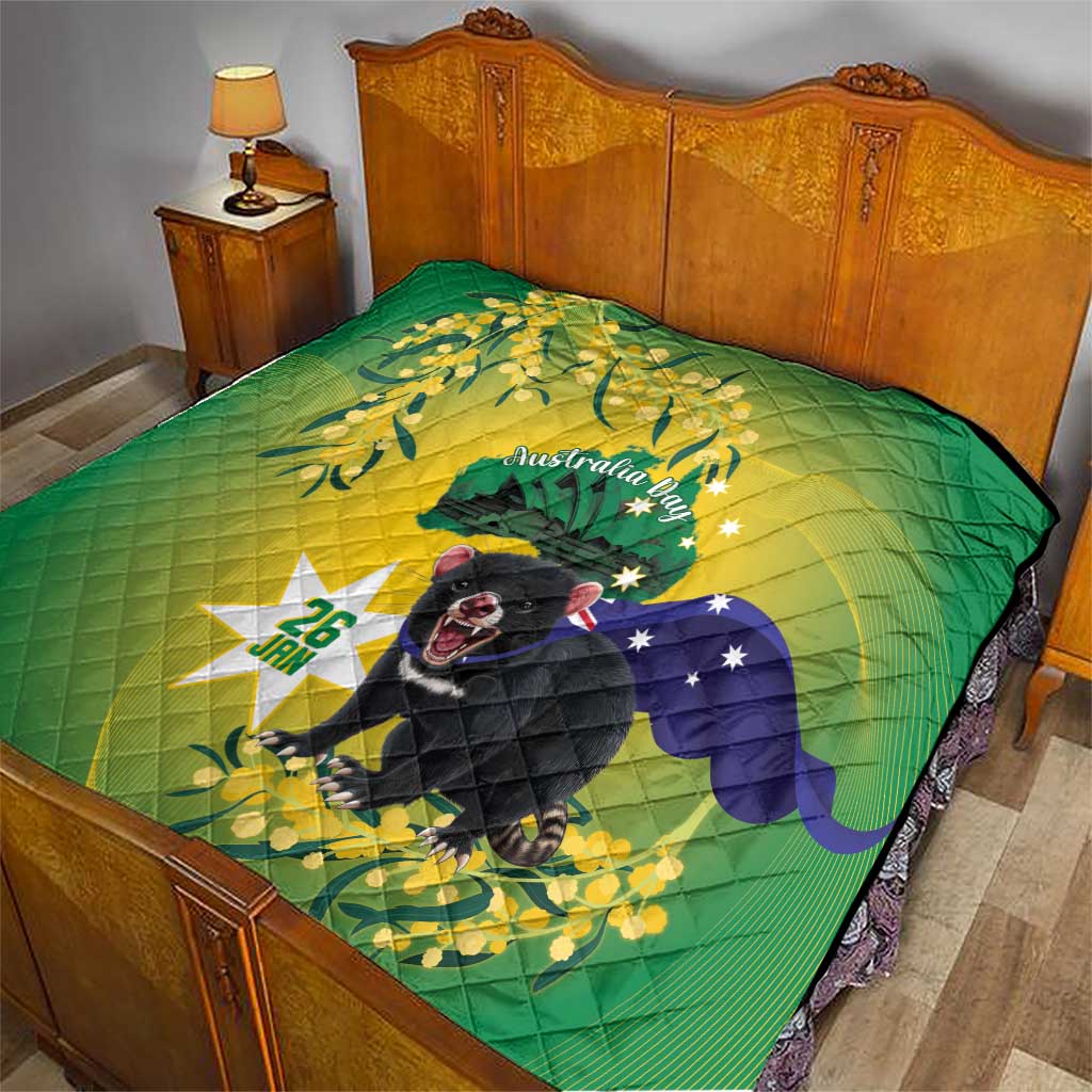 Tasimania Devil Australia Day Quilt Aussie Aussie Aussie Oi! Oi! Oi! - Green - Vibe Hoodie Shop